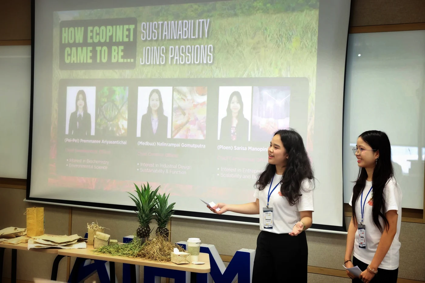 Presenting a project beside a screen